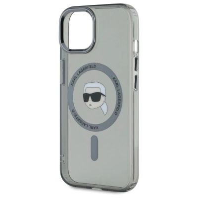 6. Karl Lagerfeld KLHMP15SHLSKIK iPhone 15 6,1" schwarz/schwarzes Hardcase IML Metal Karl Head MagSafe
