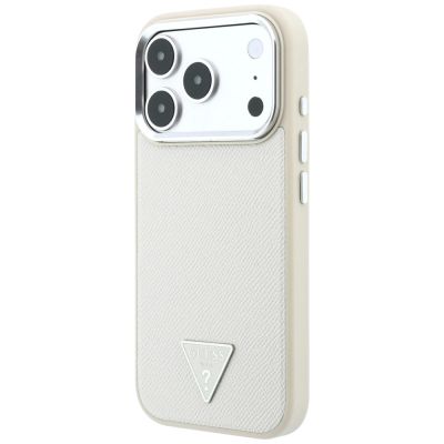 2. Guess MagSafe-Hülle mit genarbtem Dreieckslogo für iPhone 18 Pro / 17 Pro – Beige