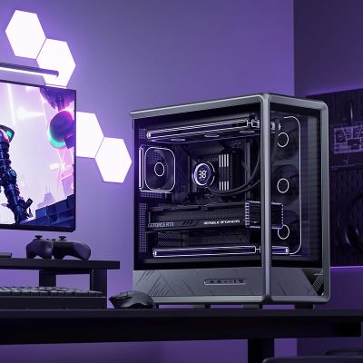 3. Jonsbo D401 PC- , Midi-Tower, ATX, gehärtetes Glas - schwarz