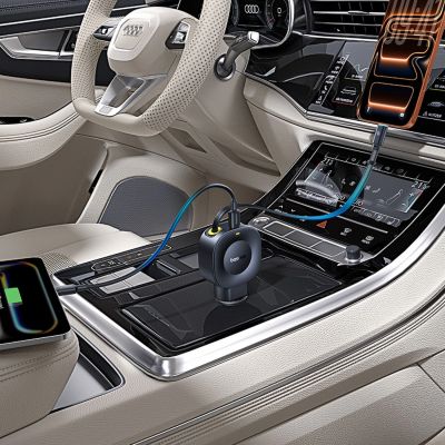 8. Baseus PrimeTrip VR2 30W + 30W Kfz-Ladegerät mit einziehbarem USB-C-Kabel – Schwarz