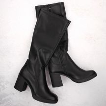 Sergio Leone KZ257 schwarze gefütterte Damenstiefel