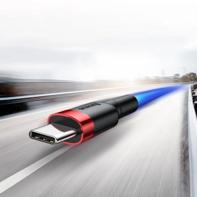 10. Baseus Cafule USB-A / USB-C QC 3.0 3A Kabel 0,5 m - Schwarz und Rot