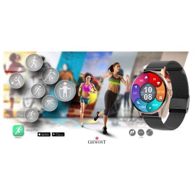 9. GIEWONT Damen-Smartwatch Roségold Schwarz GW330-4