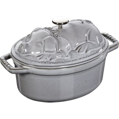Ovaler gusseiserner Bräter „Ferkel“ von Staub – 1 l, graphit