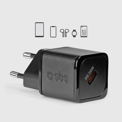 9. SBS TETRGAN1C20K 20W GaN USB-C Wandladegerät mit Power Delivery – Schwarz