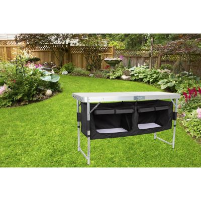 15. Klappbarer Campingtisch 120 x 47 x 70/62/54 cm mit Kleiderschrank 33 x 30 x 36 cm