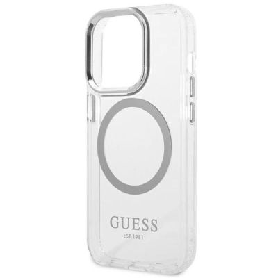 6. Guess GUHMP14XHTRMS iPhone 14 Pro Max 6,7" srebrny/silver hard case Metal Outline Magsafe