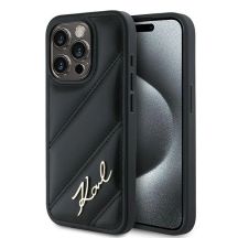 Karl Lagerfeld Diagonal Quilted Script Hülle für iPhone 14 Pro – Schwarz