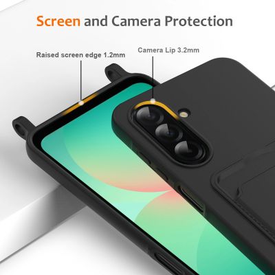 5. Samsung Galaxy A37 5G TPU-Hülle mit Kartenhalter und Umhängeband – Schwarz