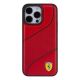 3. Ferrari Perforated Waves Metal Logo Hülle für iPhone 15 Pro – Rot