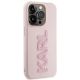 4. Karl Lagerfeld 3D-Gummi-Glitzer-Logo-Hülle für iPhone 15 Pro Max – Rosa