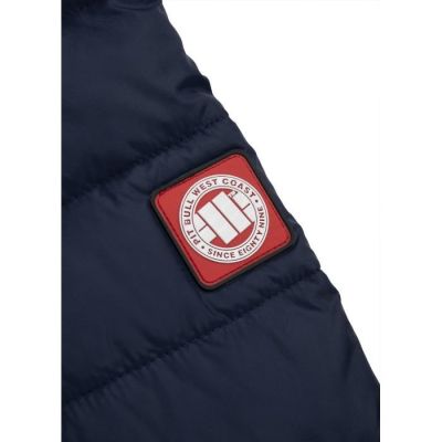 7. Pit Bull West Coast Wattierte Herren-Winterjacke Seacoast, Marineblau mit Kapuze