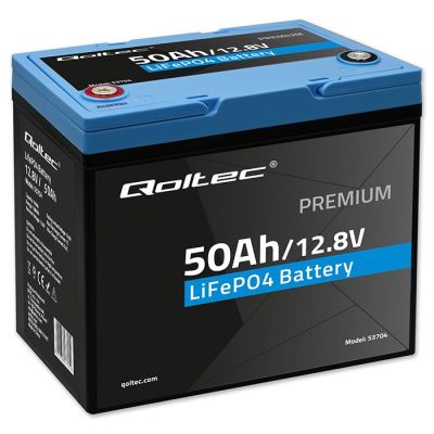 2. Qoltec LiFePO4 Lithium-Eisenphosphat-Akku | 12,8 V | 50 Ah | 640 Wh | BMS