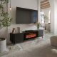 6. VOLARE TV-Schrank 200x39x49 schwarz/san sebastian + Kamin