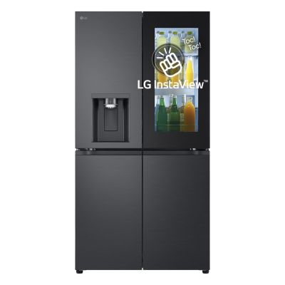 LG GMG960EVJE Side-by-Side-Kühlschrank mit mehreren Türen, 179 cm, Essence Black Steel, Mattschwarz, Total NoFrost, Wasserzulauf