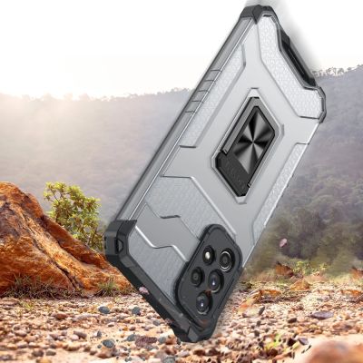 3. Crystal Ring Case robuste Kickstand TPU/PC Panzer Handyhülle Hard Case für Samsung Galaxy A72 4G grün