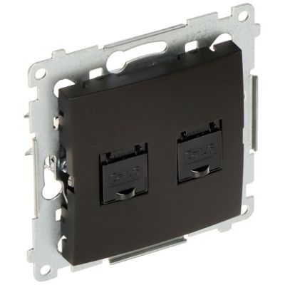 SIMON 54 SCHWARZES MODUL COMPUTERSTECKDOSEN 2X UAE 8 CAT.6 UTP MIT STAUBABDECKUNG FLACH