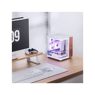 Jonsbo TK-0 PC-Gehäuse, Mini-Tower, Mini-ITX, gehärtetes Glas, Holz – weiß