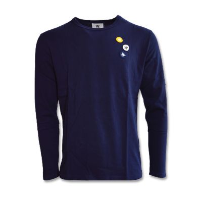 Herren-Langarm-Sweatshirt mit Wood Wood Mel-Patches - 10235402-2323-Navy