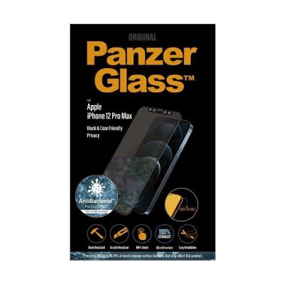 3. PanzerGlass E2E Super+ Microfracture antibakterielles gehärtetes Glas für iPhone 12 Pro Max – mit schwarzem Rahmen