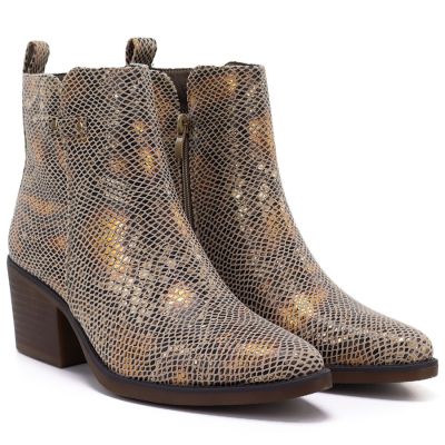 4. Damen-Cowboystiefel aus Schlangenleder, Gold, M.Daszyński SA261-1