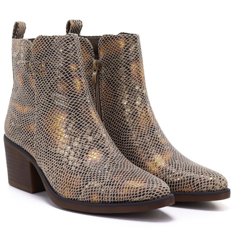 4. Damen-Cowboystiefel aus Schlangenleder, Gold, M.Daszyński SA261-1