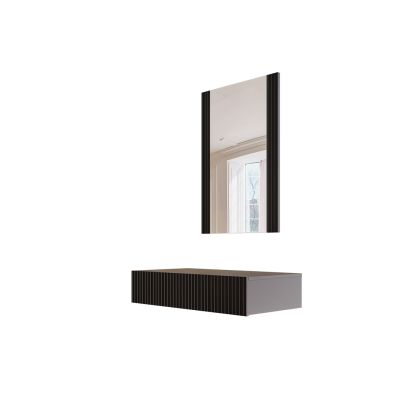3. Schminktisch mit Spiegel PAFOS 80x41,6x100 schwarz matt