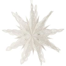 HÄNGENDER DEKORATIONSSTERN SCHNEEFLOCKE AUS PAPIER 75 CM WEISS, 9-ZACKIG