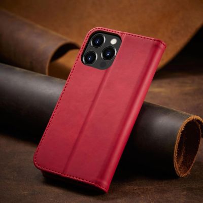 14. Magnet Fancy Case Hülle für iPhone 14 Pro Flip Cover Wallet Ständer rot
