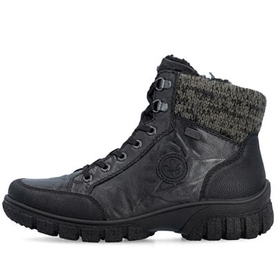 9. Rieker Z7230-00 Wasserdichte Leder-Damenstiefel Schwarz