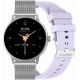 GRAVITY GT12-6 Damen-Smartwatch, lila Silikonarmband + silbernes Armband