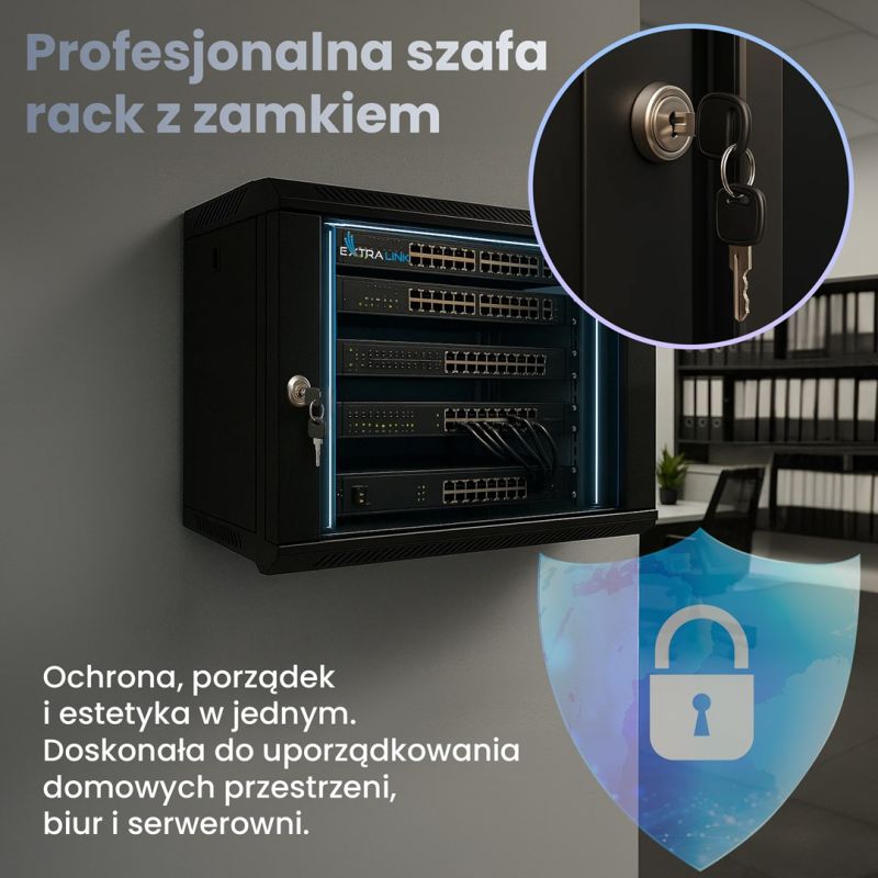 17. Extralink LITE 6U 530x400 Wand-Rackschrank Schwarz Freistehend/Wand-/Bodenrack Schwarz