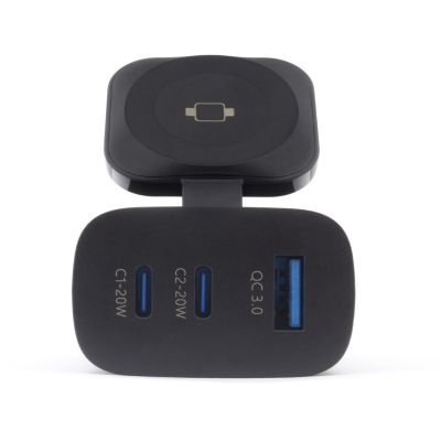 2. RealPower 450476 Mobiles Ladegerät Powerbank, Smartwatch, Tablet Schwarz AC Kabelloses Laden Schnellladen intern