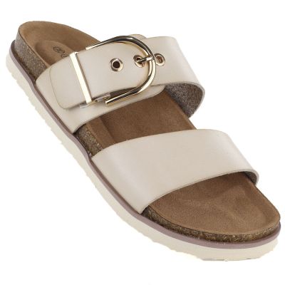 Damen-Flip-Flops in Beige mit Schnalle, Modell Potocki 54325