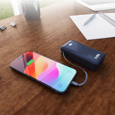 10. Powerbank SBS 10000 mAh 20W mit integriertem USB-C-Kabel und Digitalanzeige - dunkelgrau