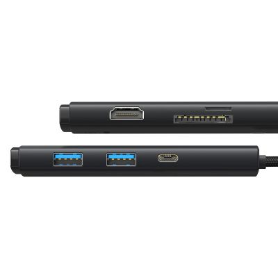 4. Baseus Lite Series multifunktionaler USB-Typ-C-HUB – 2 x USB 3.0 / USB Typ C / HDMI 1.4 / SD/TF OTG schwarz (WKQX050001)