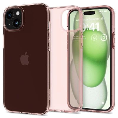 2. Spigen Crystal Flex Hülle für iPhone 15 Plus – rosa und transparent