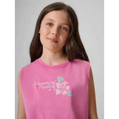 4. Ärmelloses Mädchen-T-Shirt mit Aufdruck 4F 4FJRSS26TSLEF328-54S