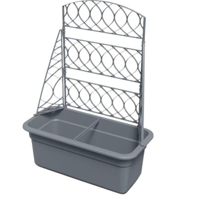 7. BLOMA GRAUER STEINBLUMENTOPF MIT PERGOLA