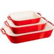 11. 3er-Set rechteckige Keramikteller STAUB 40508-171-0 - rot
