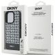 8. DKNY MagSafe Lederhülle mit bedrucktem Muster und Metalllogo für iPhone 15 Pro Max – Schwarz