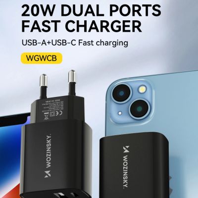6. Wozinsky WGWCB USB-A USB-C 20W Wandladegerät - Schwarz