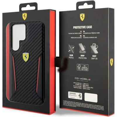8. Ferrari Carbon Contrast Edges Schutzhülle für Samsung Galaxy S23 Ultra – Schwarz