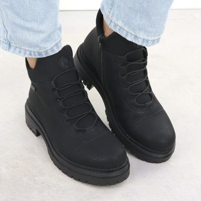 15. Damen-Lederboots im Worker-Stil mit Gummizug, Schwarz, Rieker Y3163-00