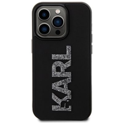 3. Karl Lagerfeld 3D Rubber Glitter Logo Hülle für iPhone 15 Pro Max – Schwarz