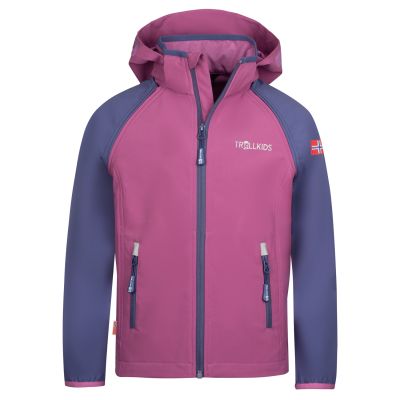 Kinder-Softshelljacke für Jungen/Mädchen Trollkids Kids Rondane Zip Off Jacket XT mallow pink/violet blue (819-242)