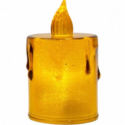 31. Dekorative Kerze, 8 cm, bernsteinfarben, warmweiß, 1 LED