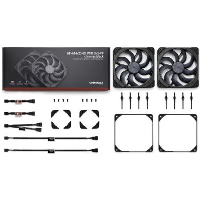 8. NOCTUA 140-mm-Lüfter NF-A14x25 G2 PWM Sx2 PP chromax black