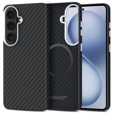 Tech-Protect Ion Carbon MagSafe Hülle für Samsung Galaxy S26 - Schwarz und Silber