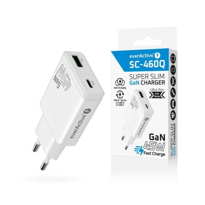 5. EVERACTIVE GAN Wandladegerät 1 x USB, 1 x USB-C Schnellladefunktion 3.0 45W Weiß SC-460Q